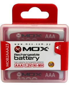 Pilha MOX AAA Recarregável 2300mAh MOB2AAA23 (2 Unidades)
